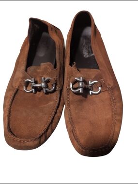 Salvatore Ferragamo Brown Suede Men's Bit Loafers